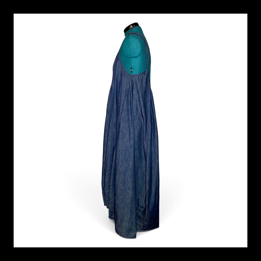 Free People Denim Dreams Denim Chambray Tie Shoulder Seamed Midi Sundress XL - Picture 5 of 8